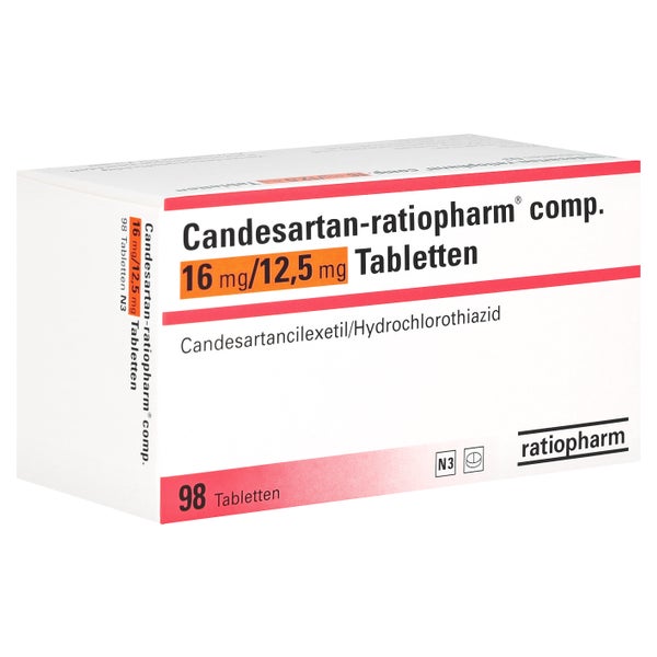 CANDESARTAN-ratiopharm comp. 16 mg/12,5 mg Tabl. 98 St