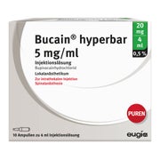 BUCAIN hyperbar 0,5% 5mg/ml Inj.L.20mg/4ml Gl.Amp. 10X4 ml