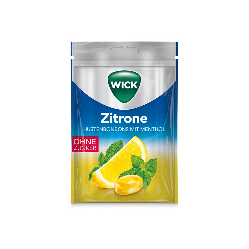 WICK Zitrone & nat.Menthol Bonb.o.Zucker 72 g