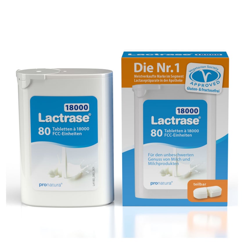 Lactrase 18.000 FCC Laktase Tabletten im Spender 80 St