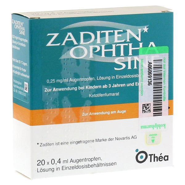 Zaditen Ophtha sine 0,25 mg/ml Augentr.E - Reimport 20 St