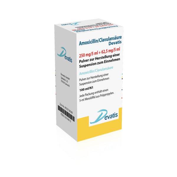 AMOXICILLIN/Clavulansäure Dev.250mg/5ml+62,5mg/5ml 100 ml