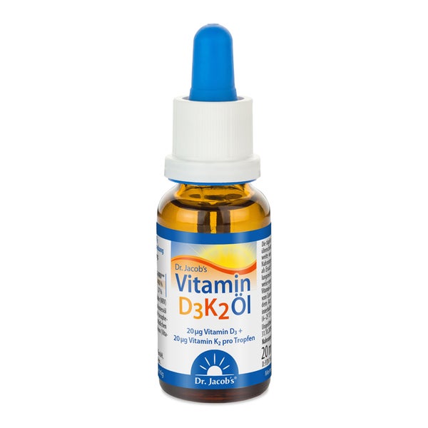 Dr. Jacob's Vitamin D3K2 Öl 800 IE/20 mcg D3+K2 640 Tropfen 20 ml