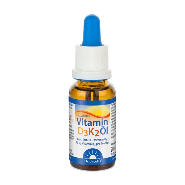 Dr. Jacob's Vitamin D3K2 Öl 800 IE/20 mcg D3+K2 640 Tropfen 20 ml