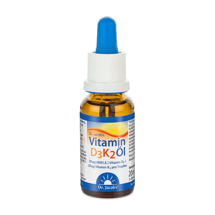Dr. Jacob's Vitamin D3K2 Öl 800 IE/20 mcg D3+K2 640 Tropfen 20 ml