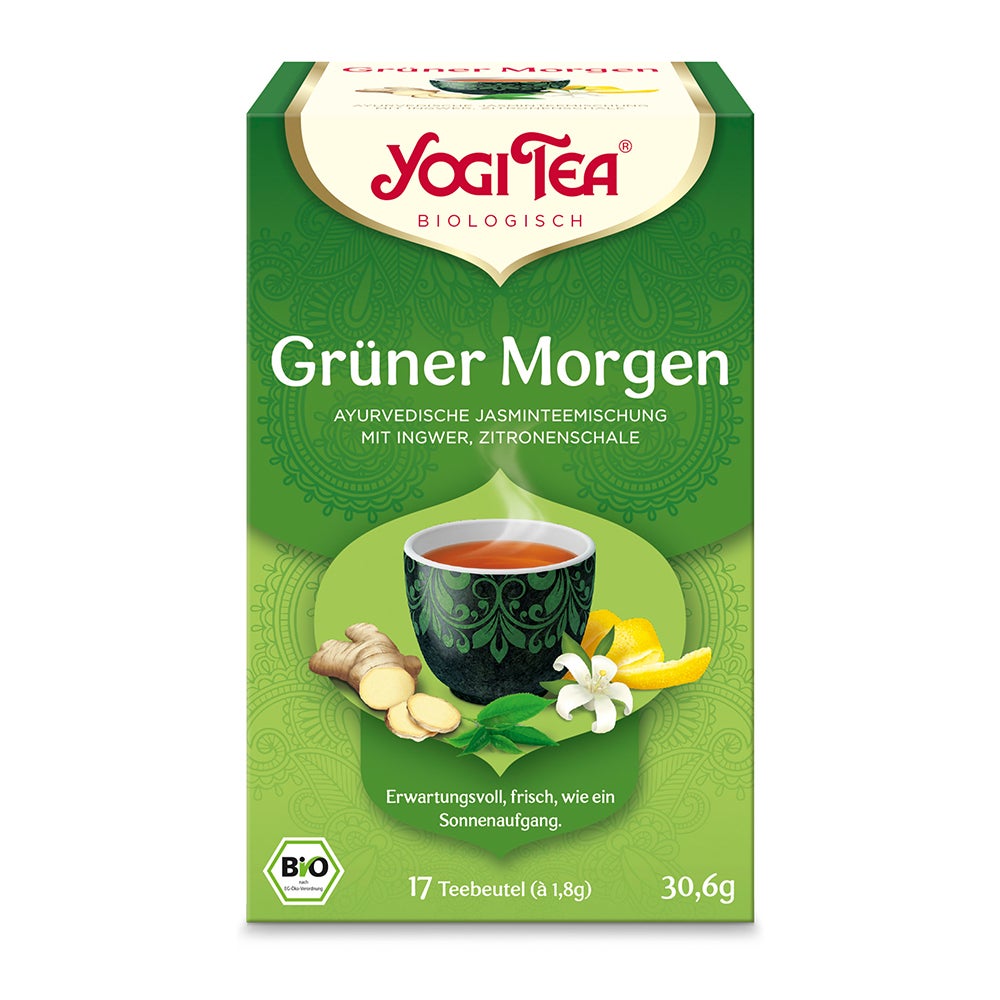 YOGI TEA, Grüner Morgen, Bio Jasmin-Tee 17X1,8 g