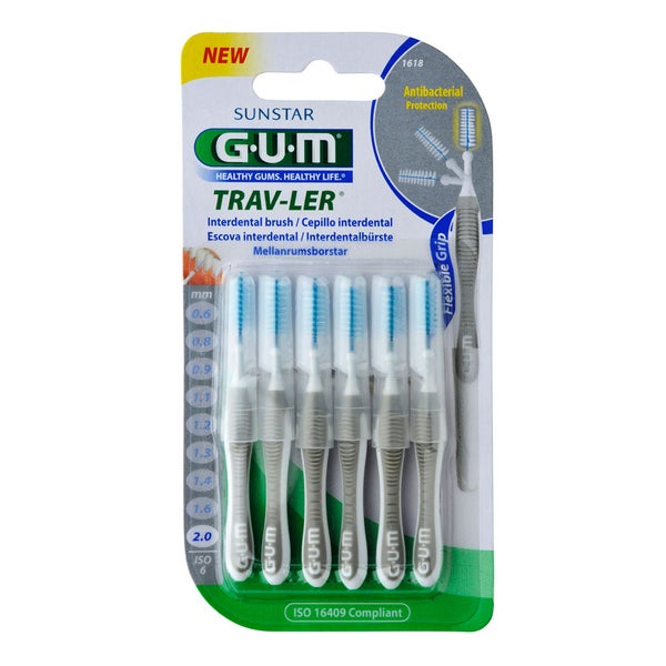 GUM Trav-ler 2,0mm Kerze grau Interdenta 6 St