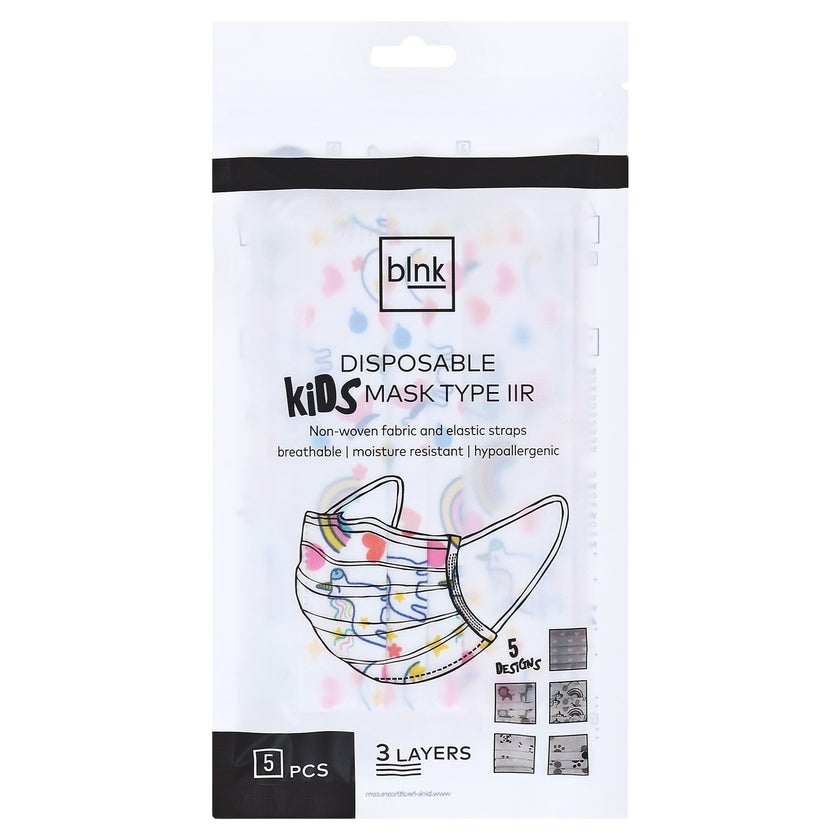 BLNK Disposable Kids Mask Type IIR Girls 5 St