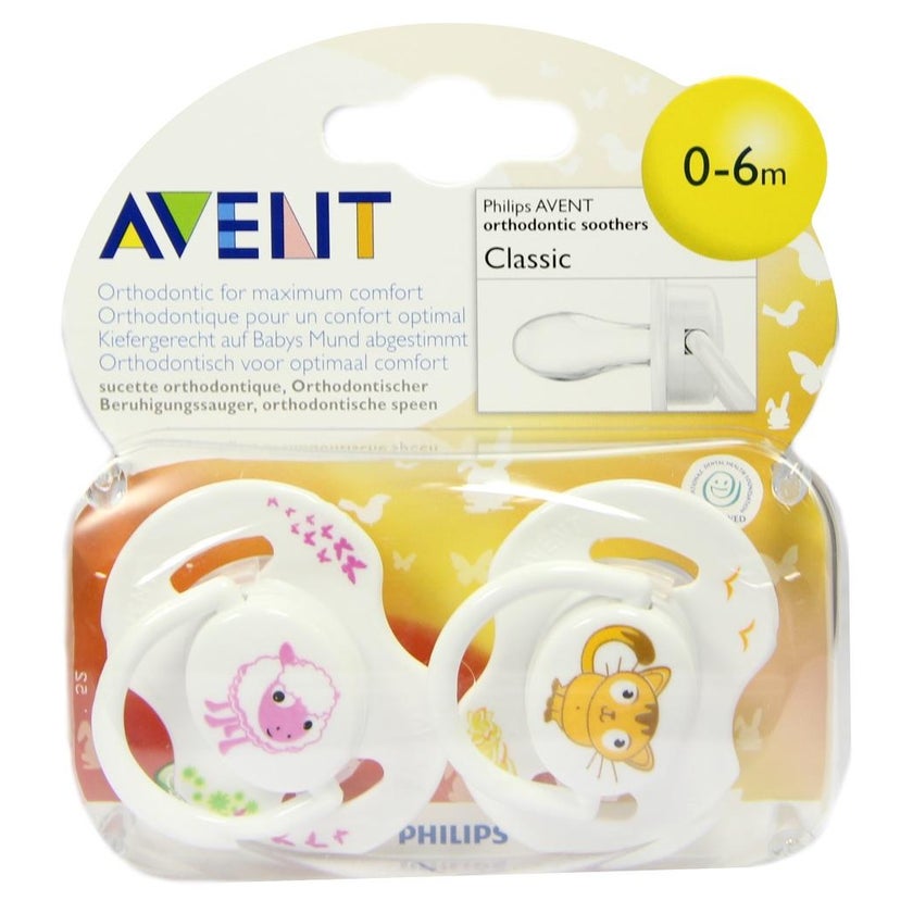 Avent Beruhigungssauger 0-6 Monate mit Tiermotiv 2 St