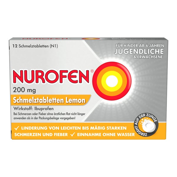 NUROFEN 200 mg Ibuprofen Schmelztabletten Lemon 12 St