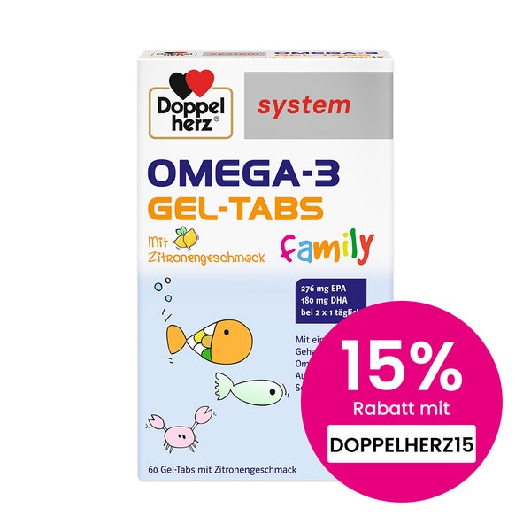 Doppelherz system Omega-3 Family Gel-Tabs mit Zitronengeschmack 60 St