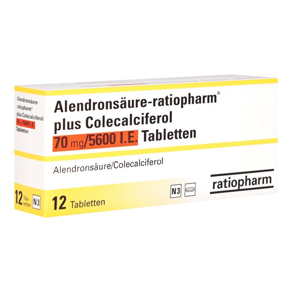 Alendronsäure-ratiipharm plus Colecalciferol 70mg/5600 I.E. 12 St