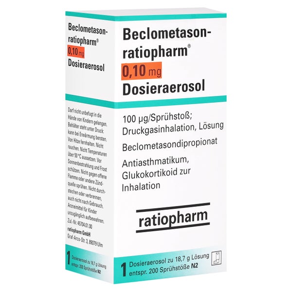 BECLOMETASON-ratiopharm 0,10mg Dosieraer.200 Hub 1 St