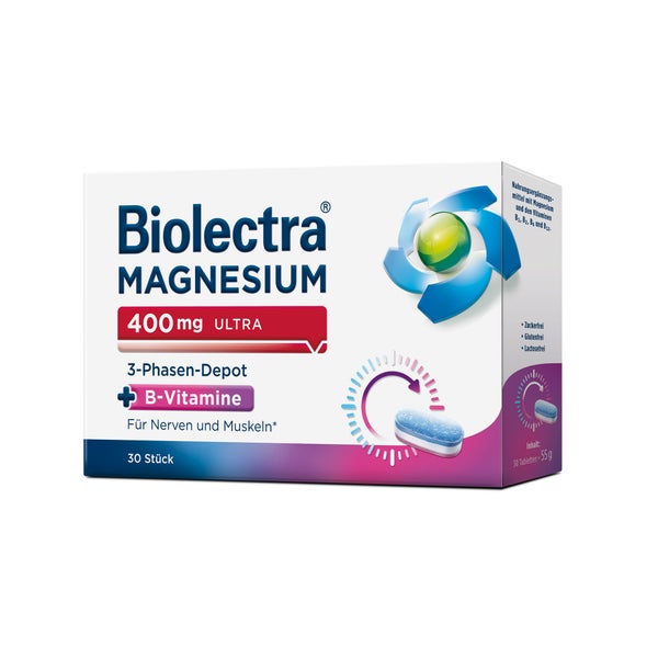 Biolectra Magnesium 400 mg 3-Phasen-Depot, mit B-Vitaminen 30 St
