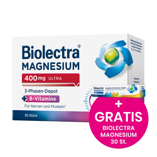 Biolectra Magnesium 400 mg 3-Phasen-Depot, mit B-Vitaminen 30 St