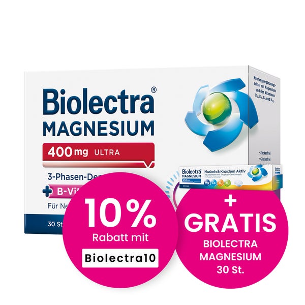 Biolectra Magnesium 400 mg 3-Phasen-Depot, mit B-Vitaminen 30 St