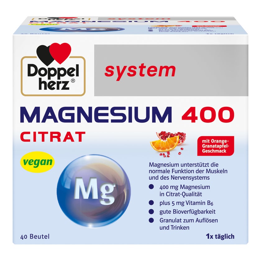 Doppelherz system Magnesium 400 Citrat mit Orange-Granatapfel-Geschmack 40 St