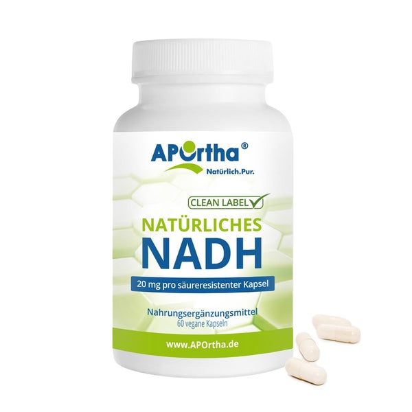 APOrtha® NADH 20 mg Nicotinamid-Adenin-Dinucleotid - vegane säureresistente Kapseln 60 St
