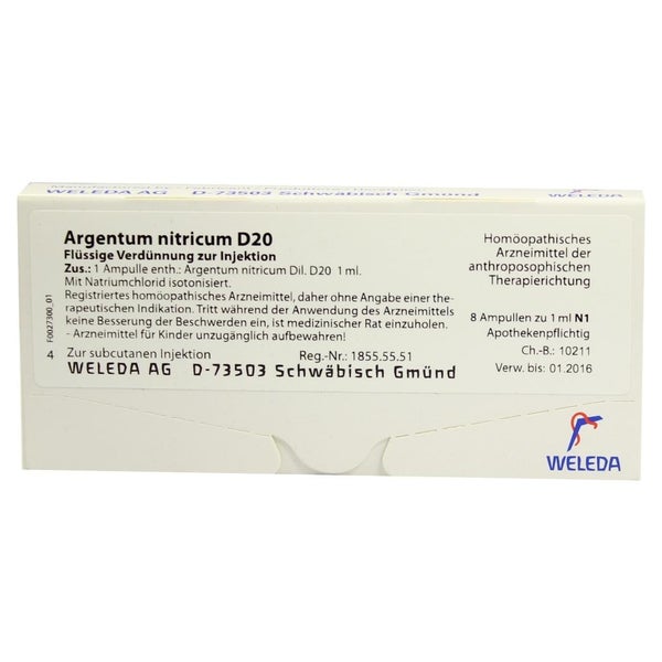 Argentum Nitricum D 20 Ampullen 8X1 ml
