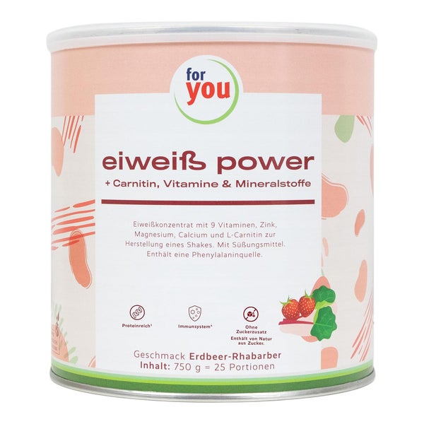 for you eHealth Eiweiß Power Erdbeer-Rhabarber 750 g