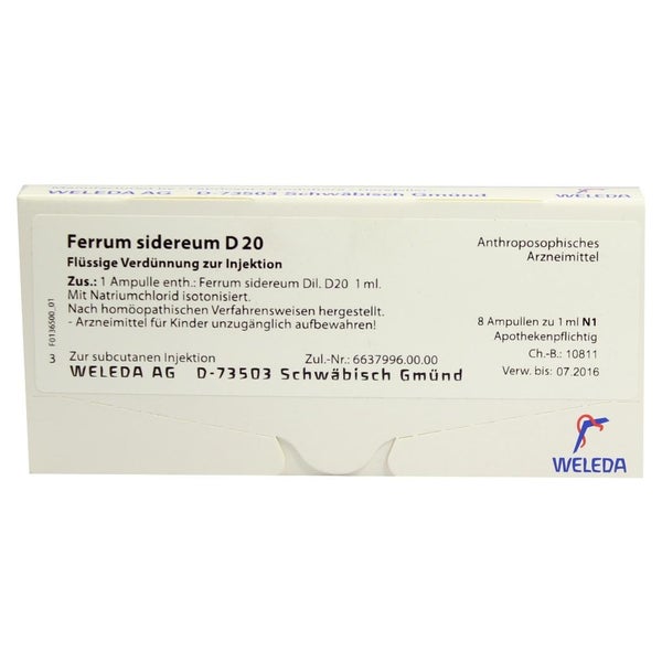 Ferrum Sidereum D 20 Ampullen 8X1 ml