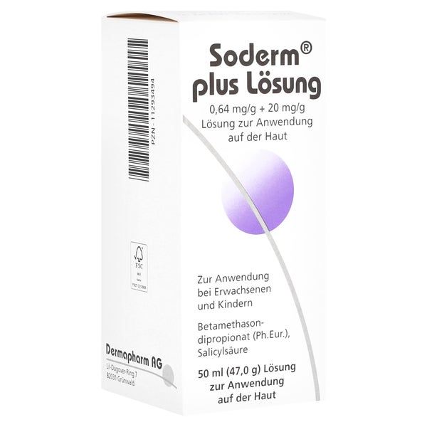 SODERM plus Lösung 0,64 mg/g + 20 mg/g Anw.a.Haut 50 ml