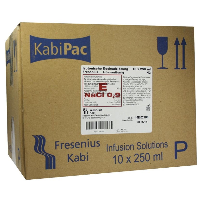 Kochsalzlösung 0,9% Plastikflasche Fresenius 10X250 ml