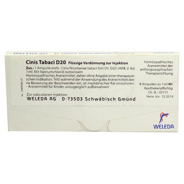 Cinis Tabaci D 20 Ampullen 8X1 ml