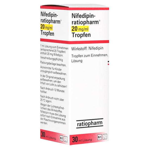 NIFEDIPIN-ratiopharm 20 mg/ml Tropfen z.Einnehmen 30 ml