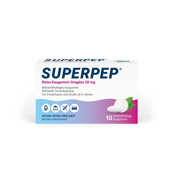 Superpep Reise Kaugummi-Dragées 20 mg 10 St