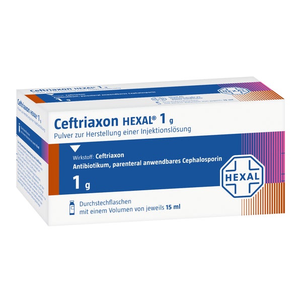 CEFTRIAXON HEXAL 1 g Pulver z.Herst.e.Injekt.-Lsg. 10X1 St