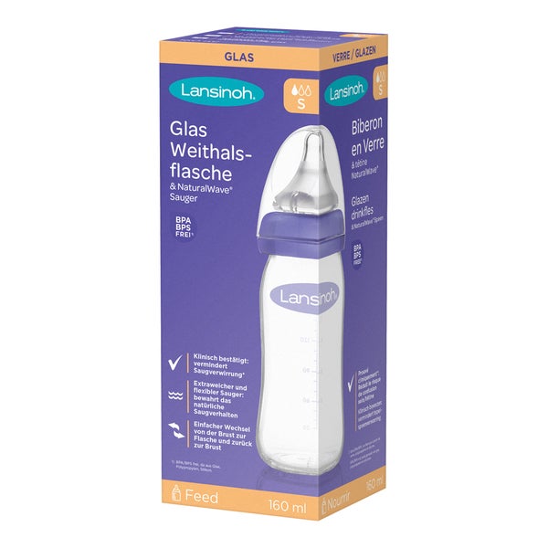Lansinoh Glas Weithalsflasche 160 ml 1 St