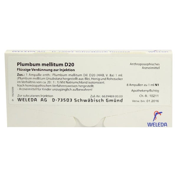 Plumbum Mellitum D 20 Ampullen 8X1 ml