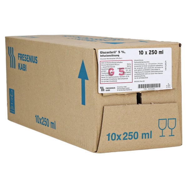 Glucosteril 5% Glasflasche Infusionslösu 10X250 ml