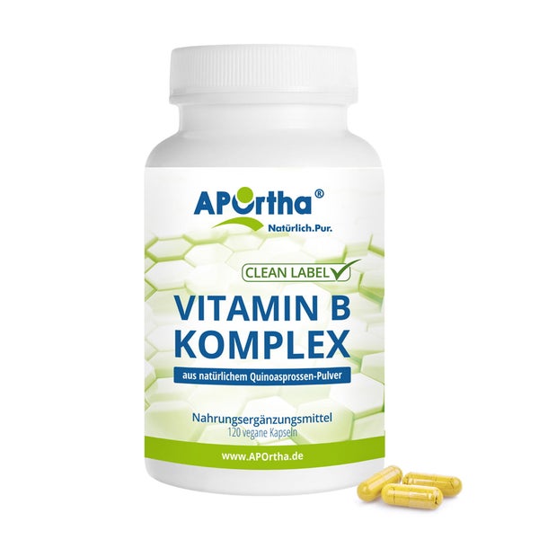 APOrtha® Vitamin-B-Komplex aus natürlichem Quinoasprossen-Pulver - vegane Kapseln 120 St