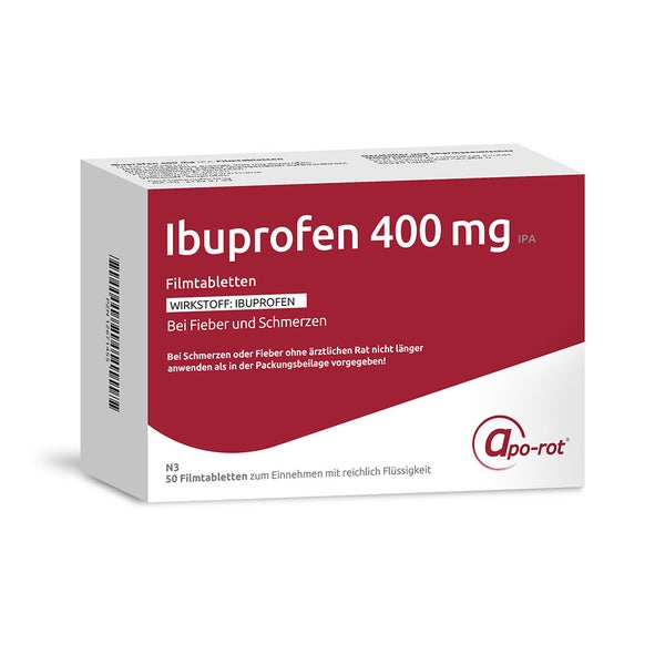 Ibuprofen 400 mg IPA/apo-rot Filmtablett 50 St