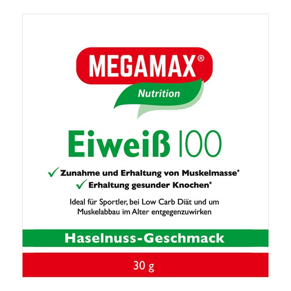 MEGAMAX Einzelportion Eiweiss 100 HASELNUSS 30 g