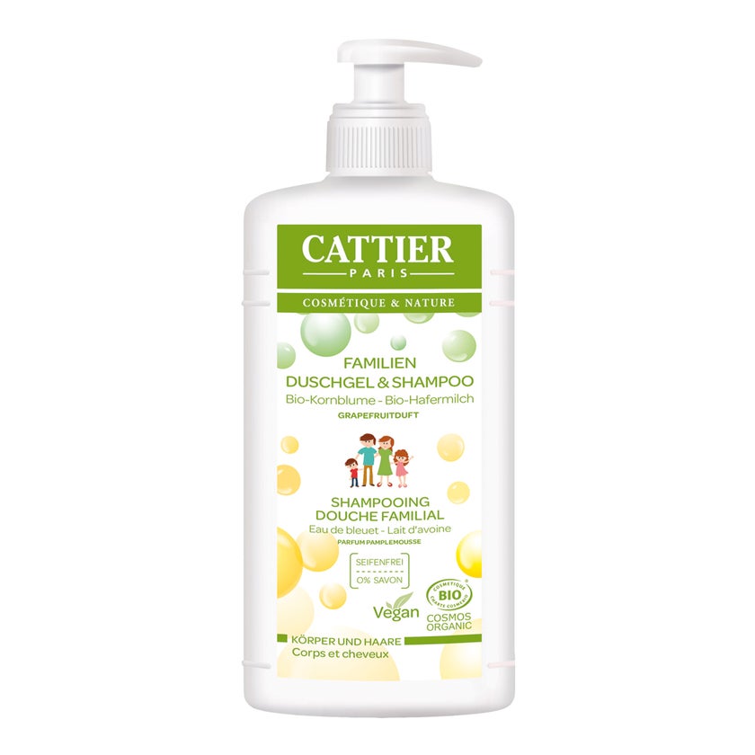 CATTIER Familien Duschgel & Shampoo - Joghurt-Extrakt & Kornblumenwasser 500 ml