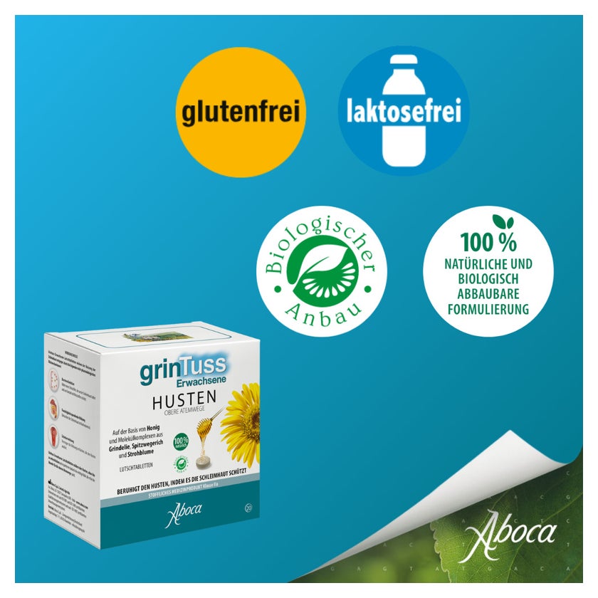 GrinTuss Husten-Lutschtabletten Für Erwachsene – Natürliche Hustenlinderung Mit Honig & Pflanzlichem Komplex