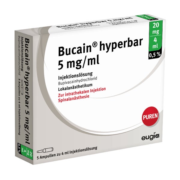 BUCAIN hyperbar 0,5% 5mg/ml Inj.L.20mg/4ml Gl.Amp. 5X4 ml