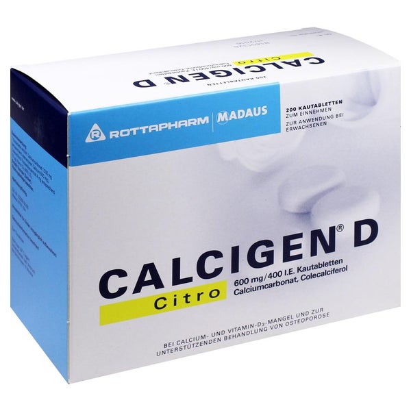 Calcigen D Citro 600 mg/400 I.E. 200 St