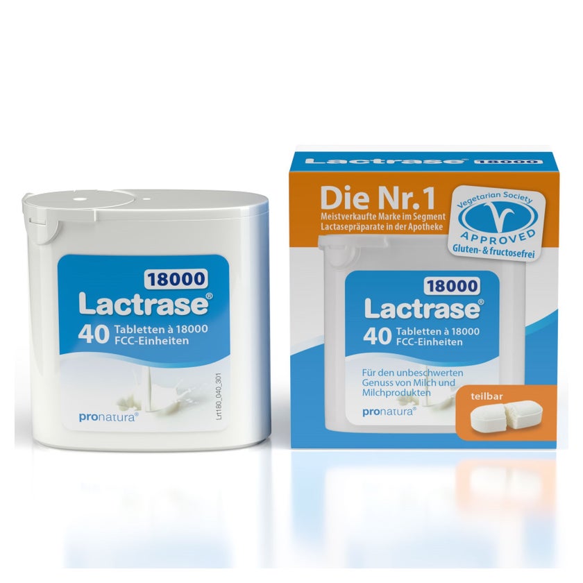 Lactrase 18.000 FCC Laktase Tabletten im Spender 40 St