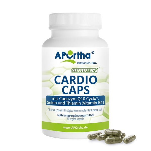 APOrtha® Cardio Caps mit Coenzym Q10 Ubichinon + Selen + Vitamin B1 - vegane Kapseln 60 St