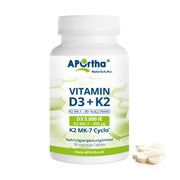 Produktabbildung: APOrtha® Vitamin D3 5.000 IE + Natto Vitamin K2 MK-7 Cyclo® 200 µg - vegetarische Tabletten 365 St