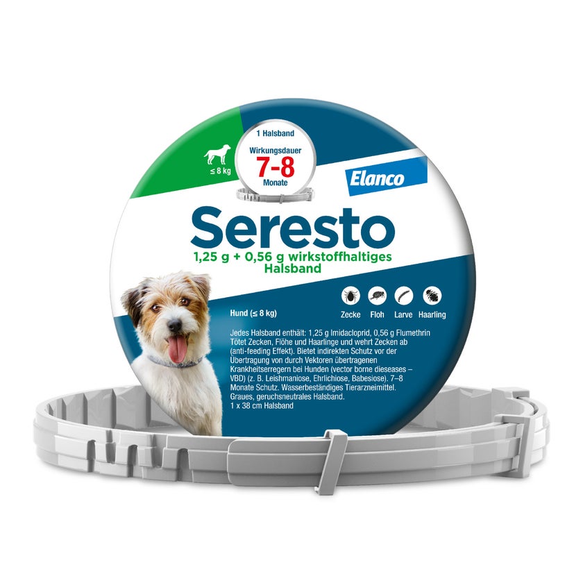 Seresto Hund bis 8 kg 1,25 + 0,56 Halsband 1 St