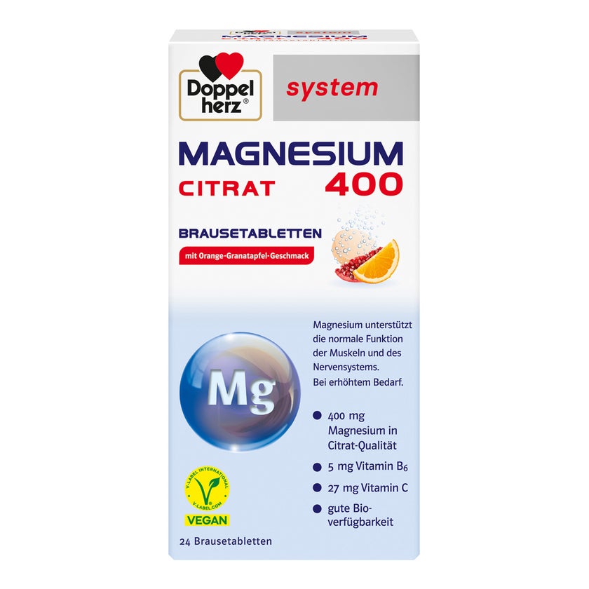 Doppelherz system Magnesium 400 Citrat mit Orange-Granatapfel-Geschmack 24 St