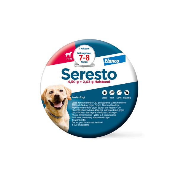 Seresto Hund ab 8 kg 4,5 + 2,03 Halsband 1 St