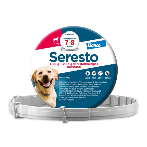 Seresto Hund ab 8 kg 4,5 + 2,03 Halsband 1 St