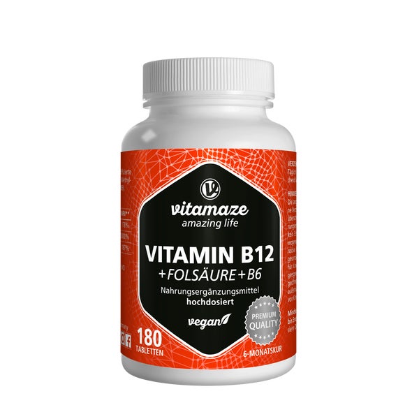 Vitamin B12 1000 µg +B9+B6 vegan 180 St