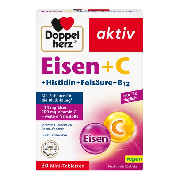 Doppelherz® aktiv Eisen+C+Histidin+Folsäure 30 St